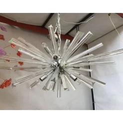 New Pamono Murano Glass Triedro Sputnik Chandelier by Simoeng