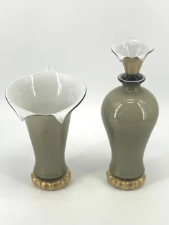 Pamono Murano Glass Vases with 24 Kt Gold by 1295 Murano, Set of 2> Tabletop|Vases