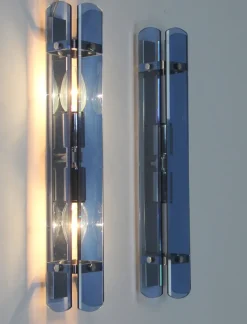 Pamono Murano Glass Wall Lights, 1970s, Set of 2> Wall Lights & Sconces