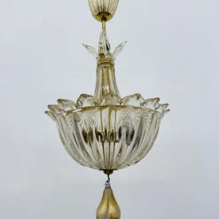 Pamono Murano Glass with Gilt Hanging Lamp from Barovier & Toso, 1970s> Ceiling Lights