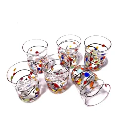 Pamono Murano Glasses in Crystal and Colored Spots from YourMurano, Set of 6><noscript><img width=