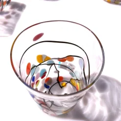 Pamono Murano Glasses in Crystal and Colored Spots from YourMurano, Set of 6><noscript><img width=
