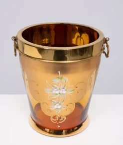 Pamono Murano Gold Decorated Glass Ice Bucket, Italy, 1950><noscript><img width=