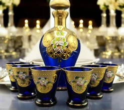Pamono Murano Liquor Set with Bottle, Set of 7><noscript><img width=