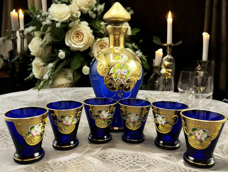 Pamono Murano Liquor Set with Bottle, Set of 7> Glassware
