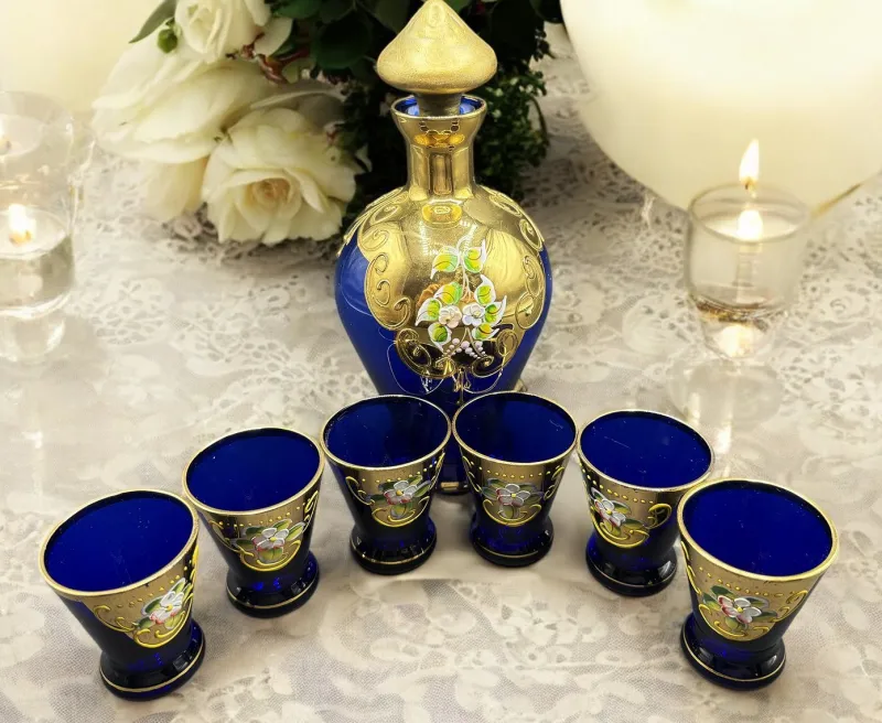 Pamono Murano Liquor Set with Bottle, Set of 7> Glassware