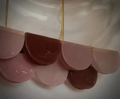 Sale Pamono Murano Rectangular Pink Violet Art Glass and Brass Chandelier and Pendant