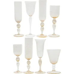 Pamono Murano Stem Glasses with Embedded Gold Leaf from Cenedese, 1950s, Set of 8> Glassware