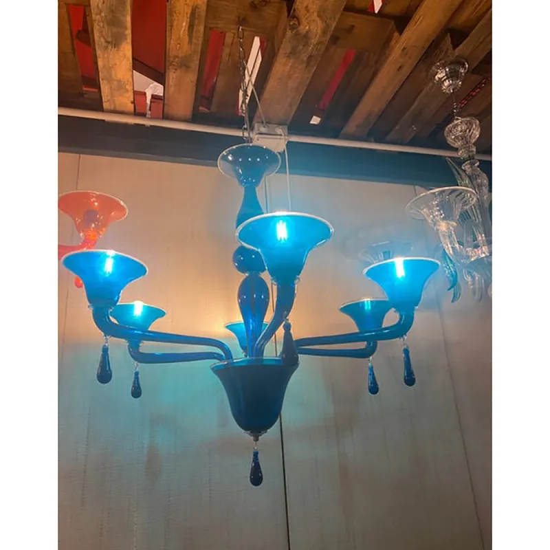 Pamono Murano Style Glass Chandelier by Simong> Ceiling Lights