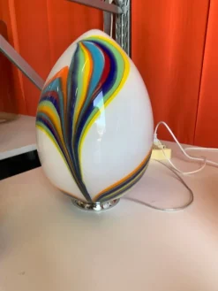 Outlet Pamono Murano Style Glass Multicolored Reeds White Egg Lamp from Simoeng