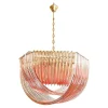 Pamono Murano Style Glass Pendant Arc in Pink Color with Gold Metal Frame from Simoeng> Ceiling Lights