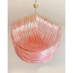Pamono Murano Style Glass Pendant Arc in Pink Color with Gold Metal Frame from Simoeng><noscript><img width=
