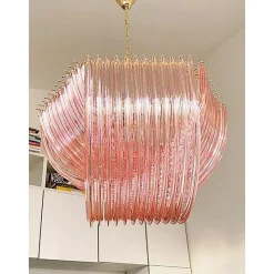 Pamono Murano Style Glass Pendant Arc in Pink Color with Gold Metal Frame from Simoeng><noscript><img width=