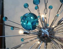 Hot Pamono Murano Style Glass Sputnik Blue Italian Handmade Chandelier