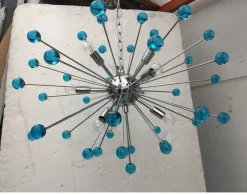 Hot Pamono Murano Style Glass Sputnik Blue Italian Handmade Chandelier