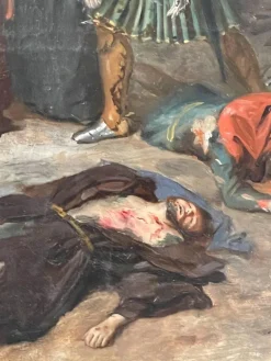 Pamono Murder of Filippo Strozzi, 19th Century, Oil on Canvas, Framed><noscript><img width=