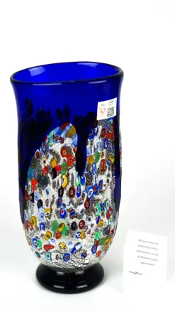 Pamono Murrina Millefiori Technique Glass Vase by Imperio Rossi for Made Murano Glass, 2019> Tabletop