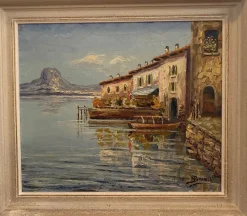 Pamono N. Busnelli, Seaside Houses, Oil on Canvas, 1935> Painting