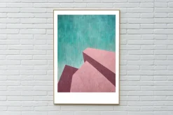 Pamono Nacho Reina, Brutalist Perspective Architecture, Green and Pink, 2025, Mixed Media on Paper> Work On Paper