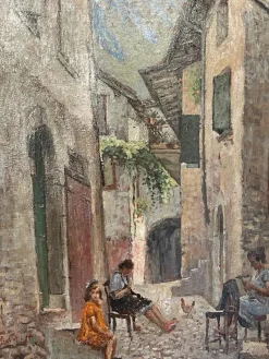 Clearance Pamono Nalin, Interior Scene, 20th Century, Oil Painting on Panel, Framed