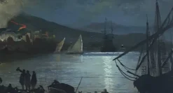 Pamono Naples, Posillipo School, Italian Landscape, Oil on Canvas, Framed><noscript><img width=