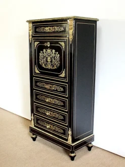 Pamono Napoleon III Blackened Wood Secretaire, 19th Century><noscript><img width=