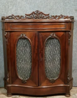 Clearance Pamono Napoleon III Curved Display Case in Mahogany, 1850s