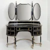 Pamono Napoleon III Dressing Table in Black Lacquered Wood and 3 Mirrors, 1960s, Set of 2> Dressing Tables