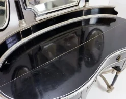 Pamono Napoleon III Dressing Table in Black Lacquered Wood and 3 Mirrors, 1960s, Set of 2> Dressing Tables