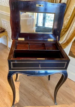 Pamono Napoleon III Ebony Worktable / Vanity Table from Diehl, Paris, 19th Century><noscript><img width=
