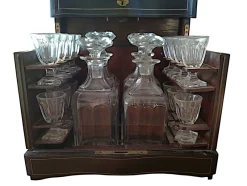 Pamono Napoleon III Liqueur Cellar with Glasses and Bottles, Set of 18><noscript><img width=