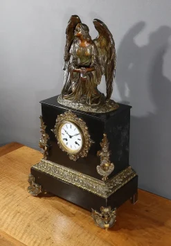 Pamono Napoleon III Marble and Bronze Clock><noscript><img width=