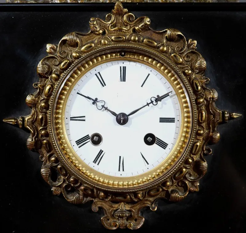 Pamono Napoleon III Marble and Bronze Clock> Clocks