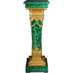 Pamono Napoleon III Marble Column with Malachite Bronze> Pedestals And Columns