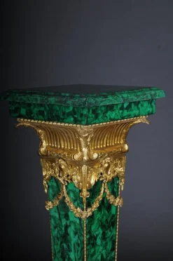 Pamono Napoleon III Marble Column with Malachite Bronze><noscript><img width=
