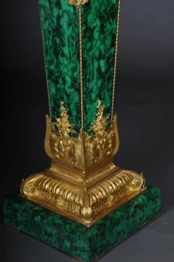 Pamono Napoleon III Marble Column with Malachite Bronze><noscript><img width=