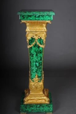 Pamono Napoleon III Marble Column with Malachite Bronze><noscript><img width=