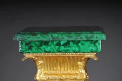 Pamono Napoleon III Marble Column with Malachite Bronze><noscript><img width=