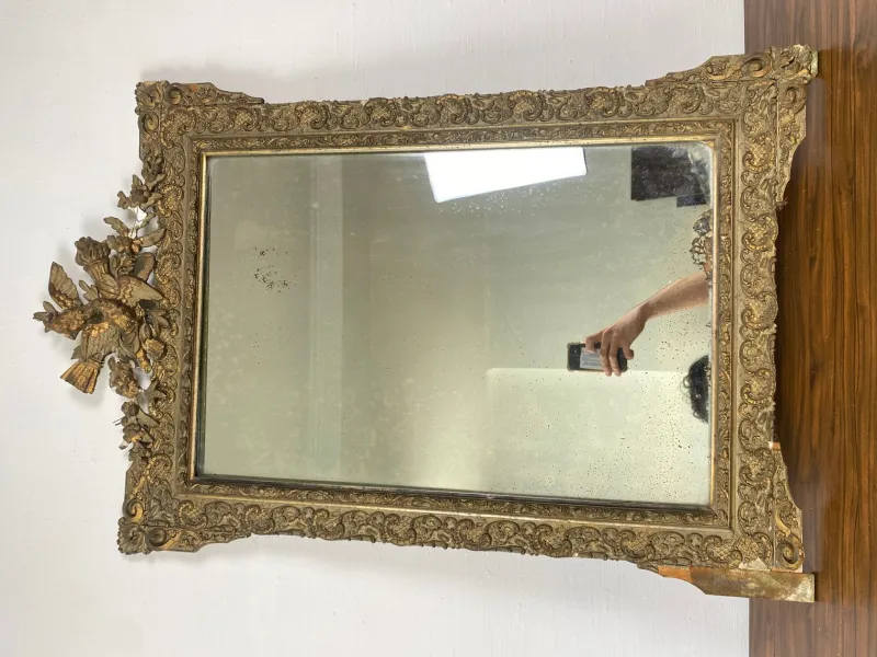 Pamono Napoleon III Mirror in Wood and Stucco Gilded with Gold Leaf, 1800s> Mirrors