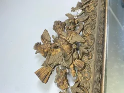 Pamono Napoleon III Mirror in Wood and Stucco Gilded with Gold Leaf, 1800s><noscript><img width=