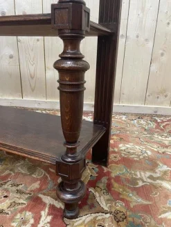 Clearance Pamono Napoleon III Oak Console Table with Grey Veined Marble