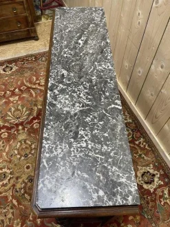 Clearance Pamono Napoleon III Oak Console Table with Grey Veined Marble