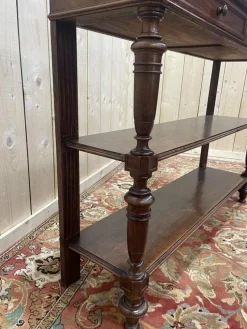 Clearance Pamono Napoleon III Oak Console Table with Grey Veined Marble