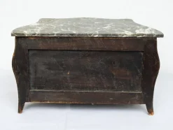 New Pamono Napoleon III Style Chest of Drawers in Exotic Fine Woods with Bardiglio Gray Marble Top, France, Early 20th Century