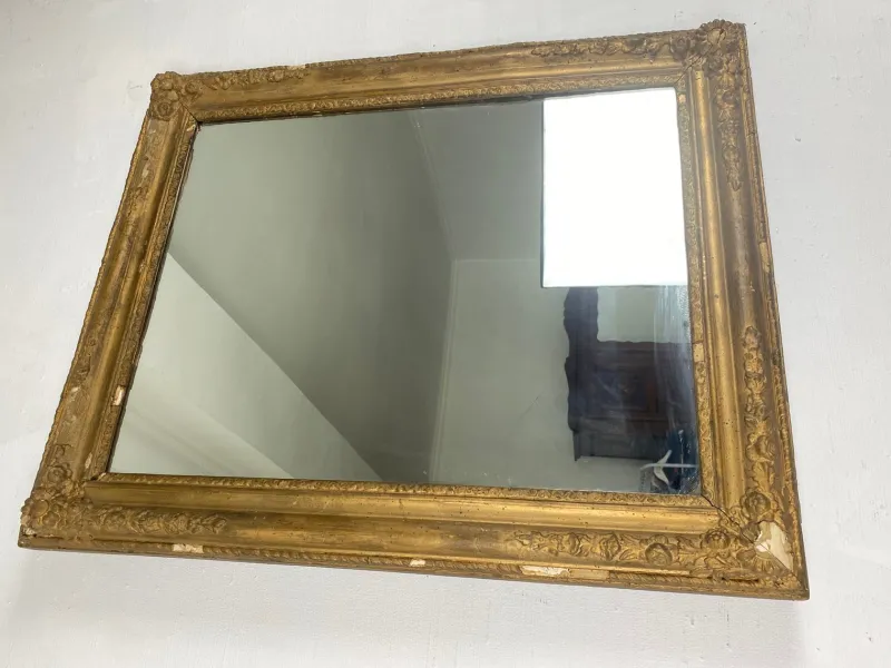 Pamono Napoleon III Wall Mirror in Gilded Wood and Stucco> Mirrors