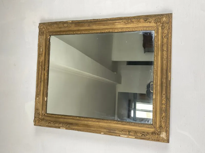 Pamono Napoleon III Wall Mirror in Gilded Wood and Stucco> Mirrors