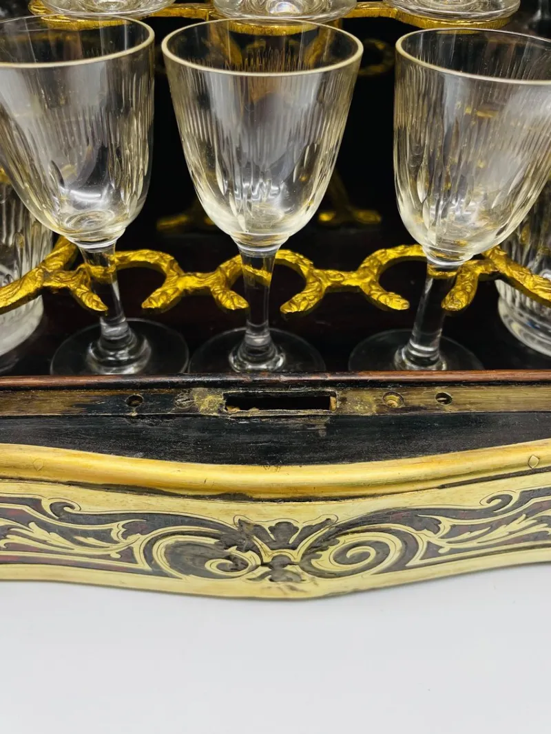 Outlet Pamono Napoleonic Boulle Tantalus Liquor Cabinet, 1870s, Set of 11