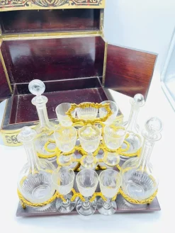Outlet Pamono Napoleonic Boulle Tantalus Liquor Cabinet, 1870s, Set of 11