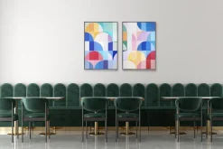 Pamono Natalia Roman, Bauhaus Bright Summer Diptych, 2025, Acrylic on Watercolor Paper><noscript><img width=