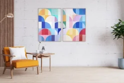 Pamono Natalia Roman, Bauhaus Bright Summer Diptych, 2025, Acrylic on Watercolor Paper><noscript><img width=